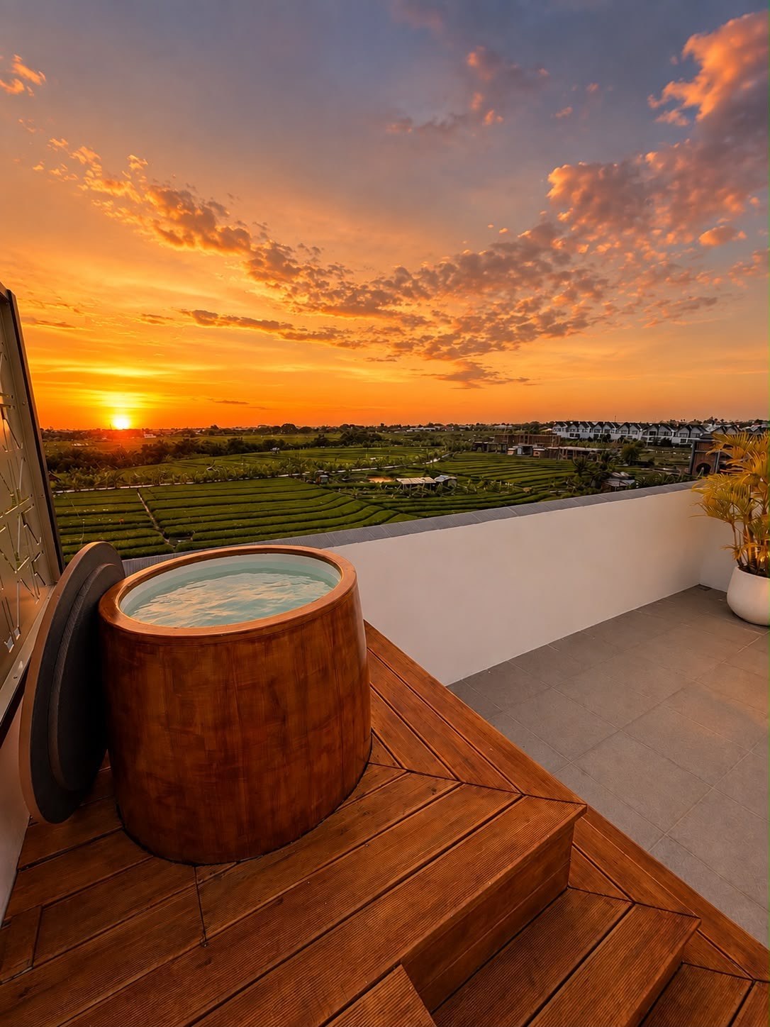 Rooftop terrace with panoramic views over Canggu
